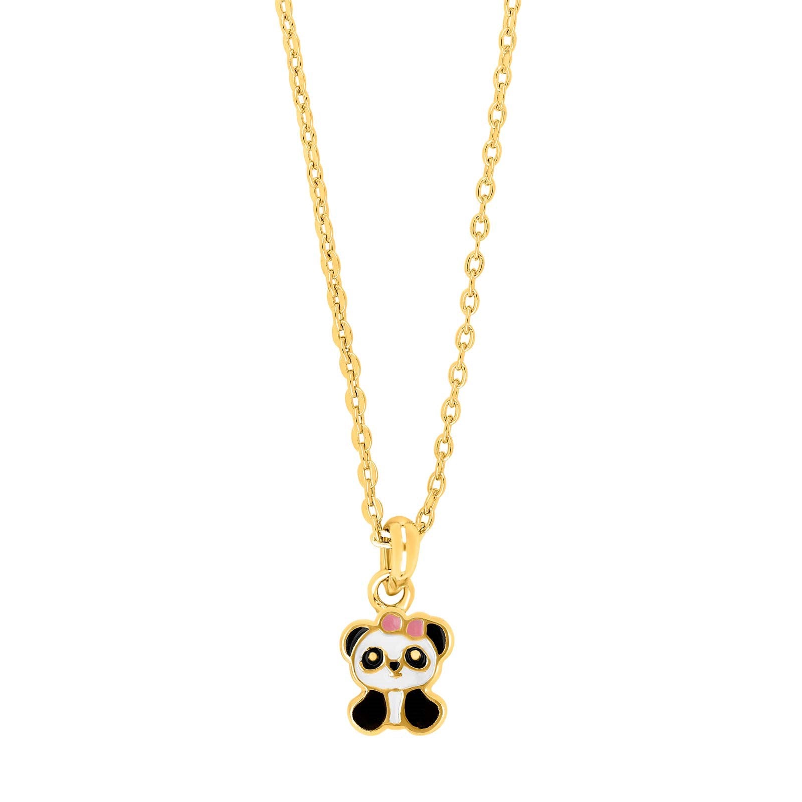 Goldp. silver necklace Panda w/enamel incl. chain