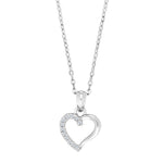 Rhod. silver pendant heart w/cz incl. chain