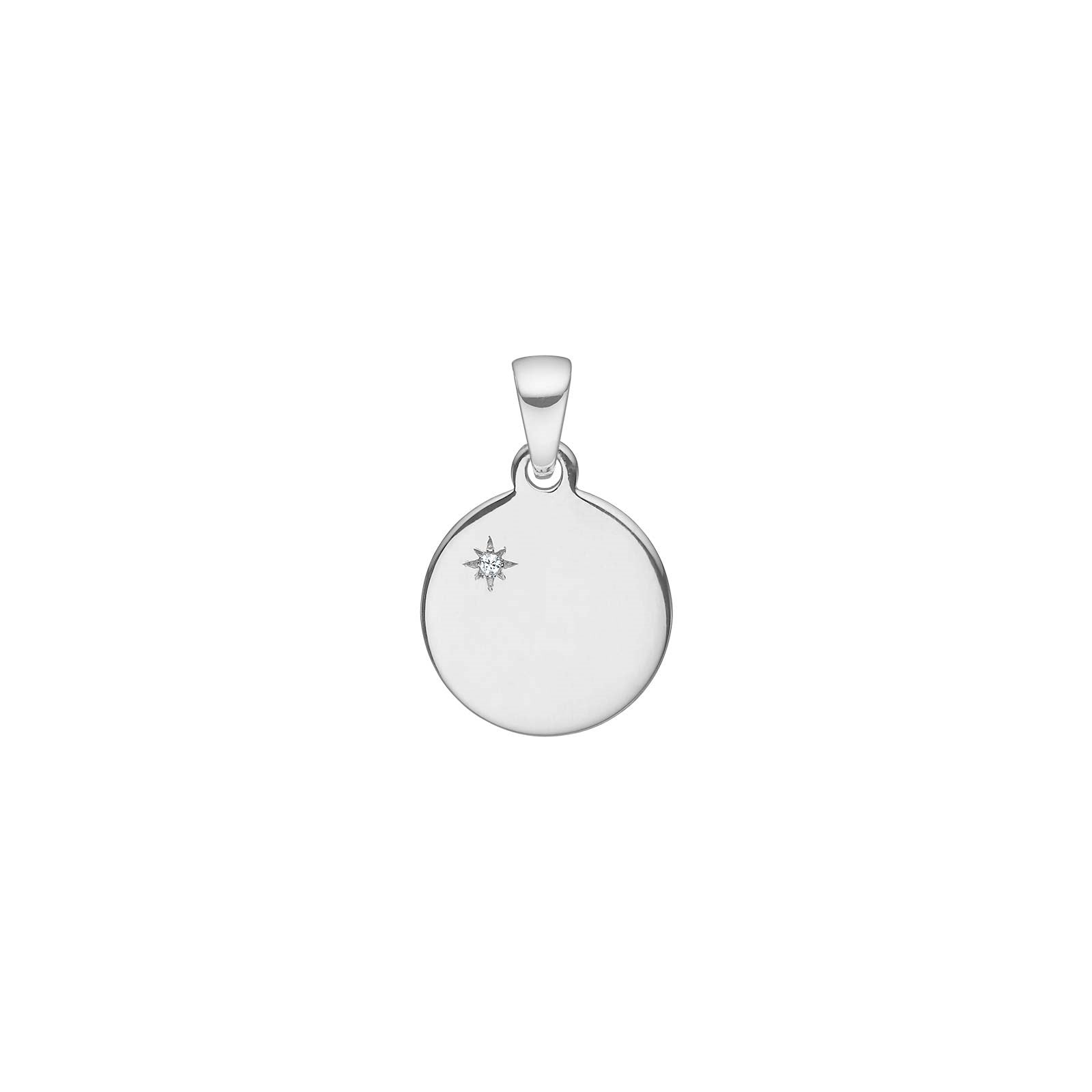 Rhod. silver pendant plate w/cz 12mm