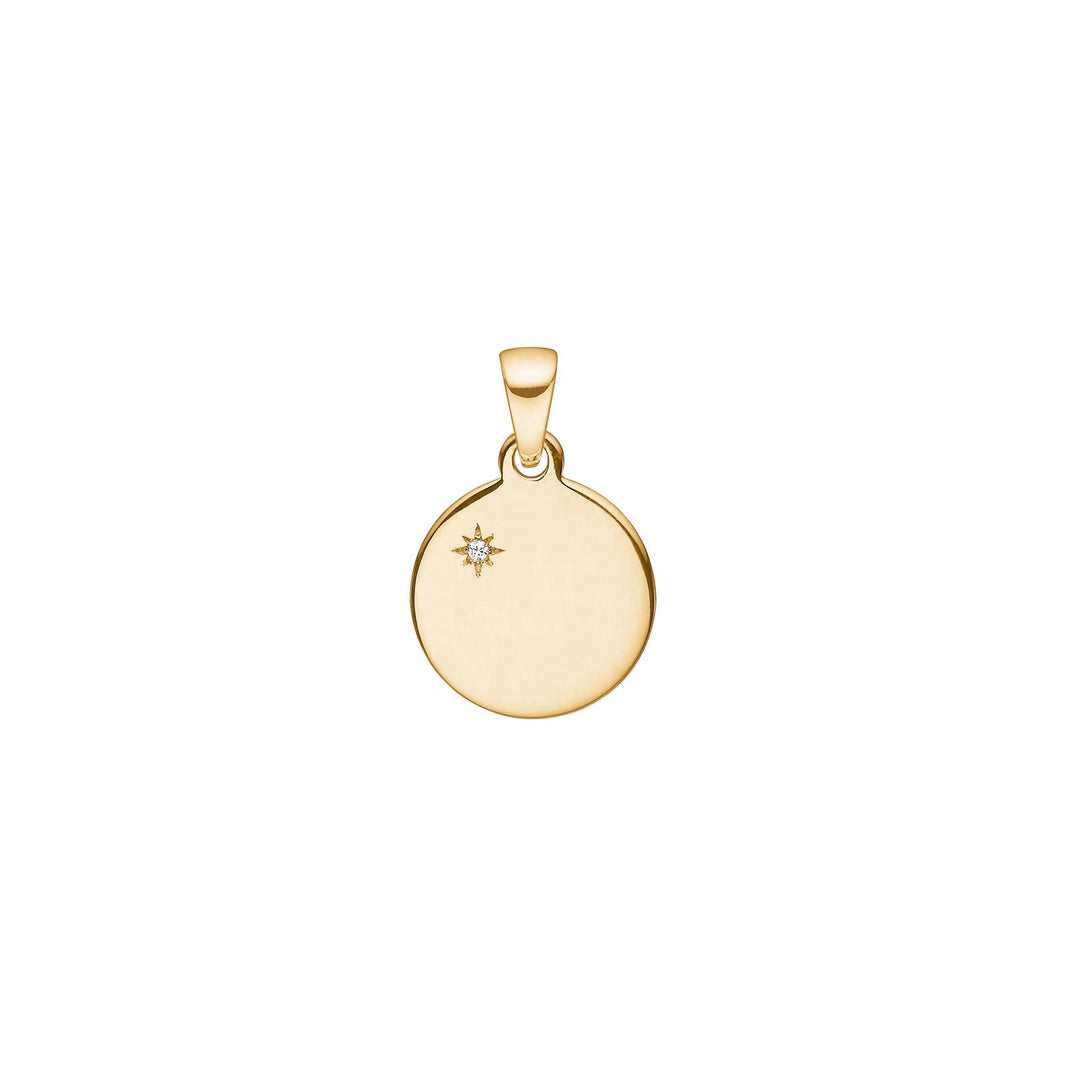 Goldp. silver pendant plate w/cz 12mm