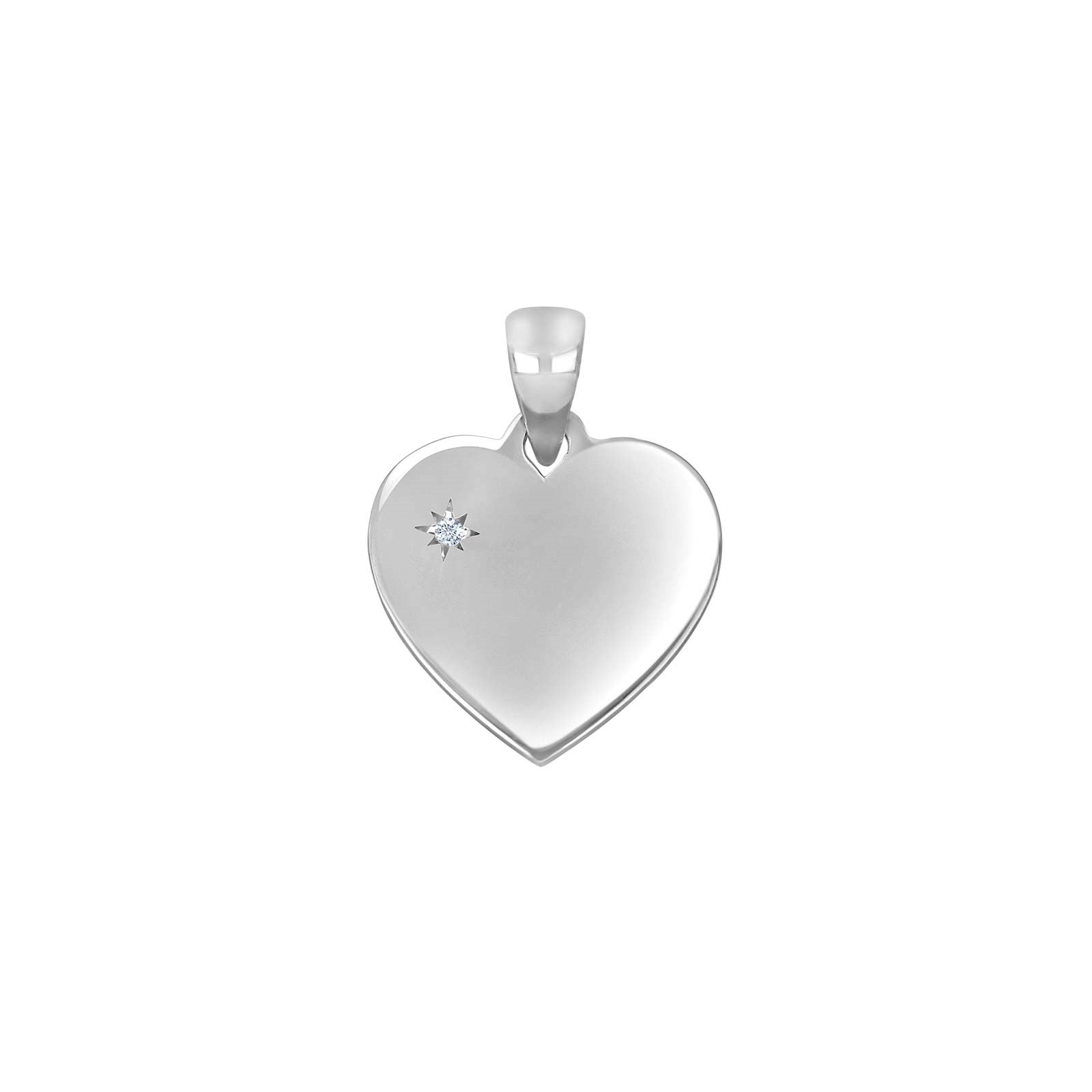 Rhod. silver pendant heartplate w/cz