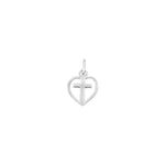 Rhod. silver pendant heart/cross