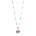 Rhod. silver pendant butterfly w/enamel and cz
