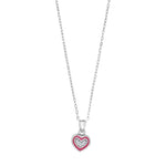 Rhod. silver pendant heart w/enamel and cz