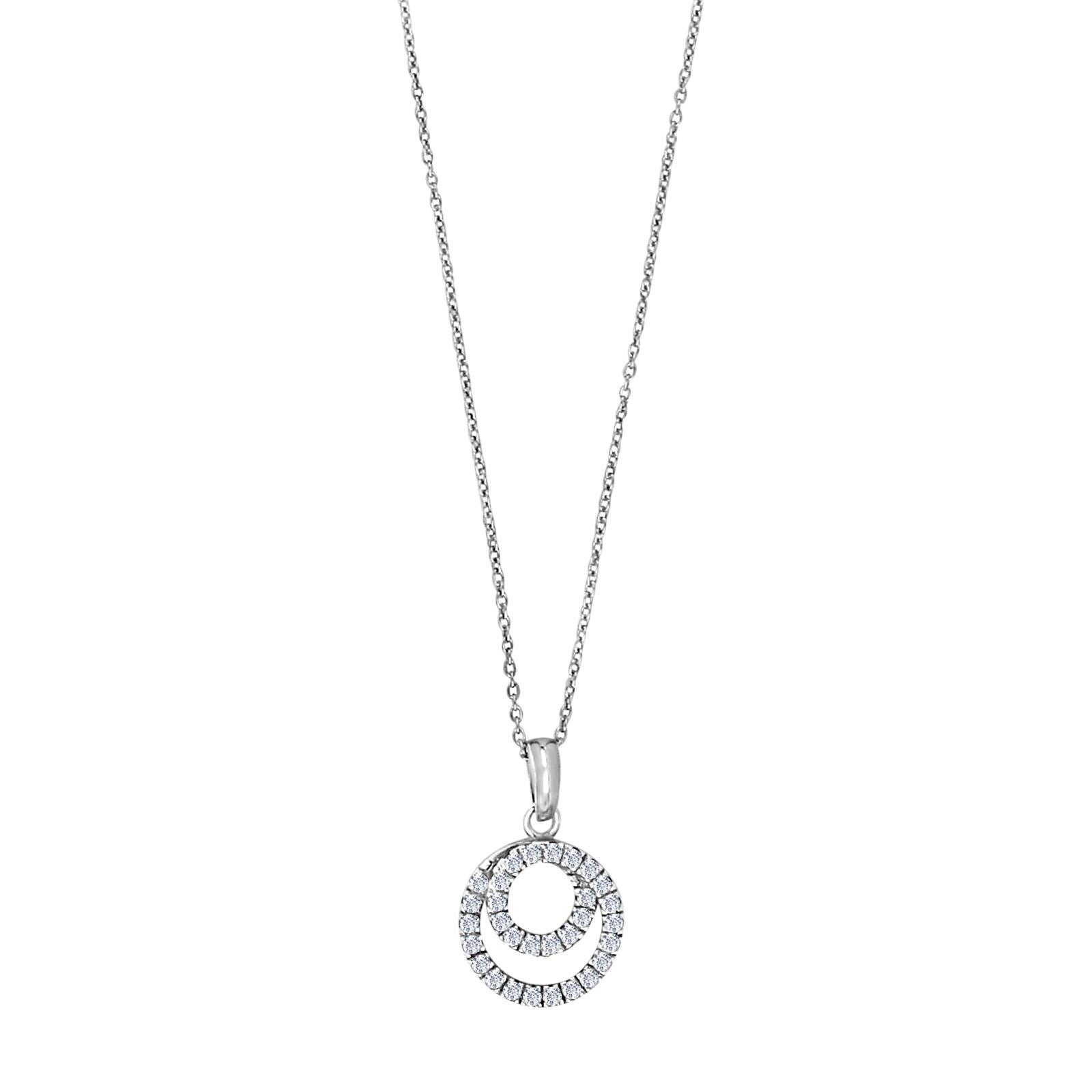 Rhod. silver pendant spiral w/cz