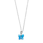 Rhd. silver necklace butterfly blue