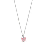 Rhd. silver necklace butterfly rose