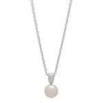 Rhod. silver pendant w/freshwater pearl incl. chai