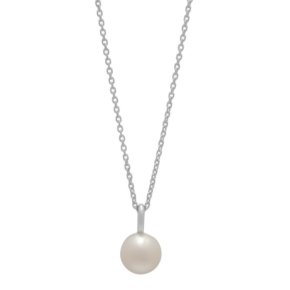 Rhod. silver pendant w/freshwater pearl incl. chai