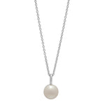 Rhod. silver pendant w/freshwater pearl incl. chai