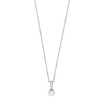 Silver rhod. pendant 6mm freshwater pearl