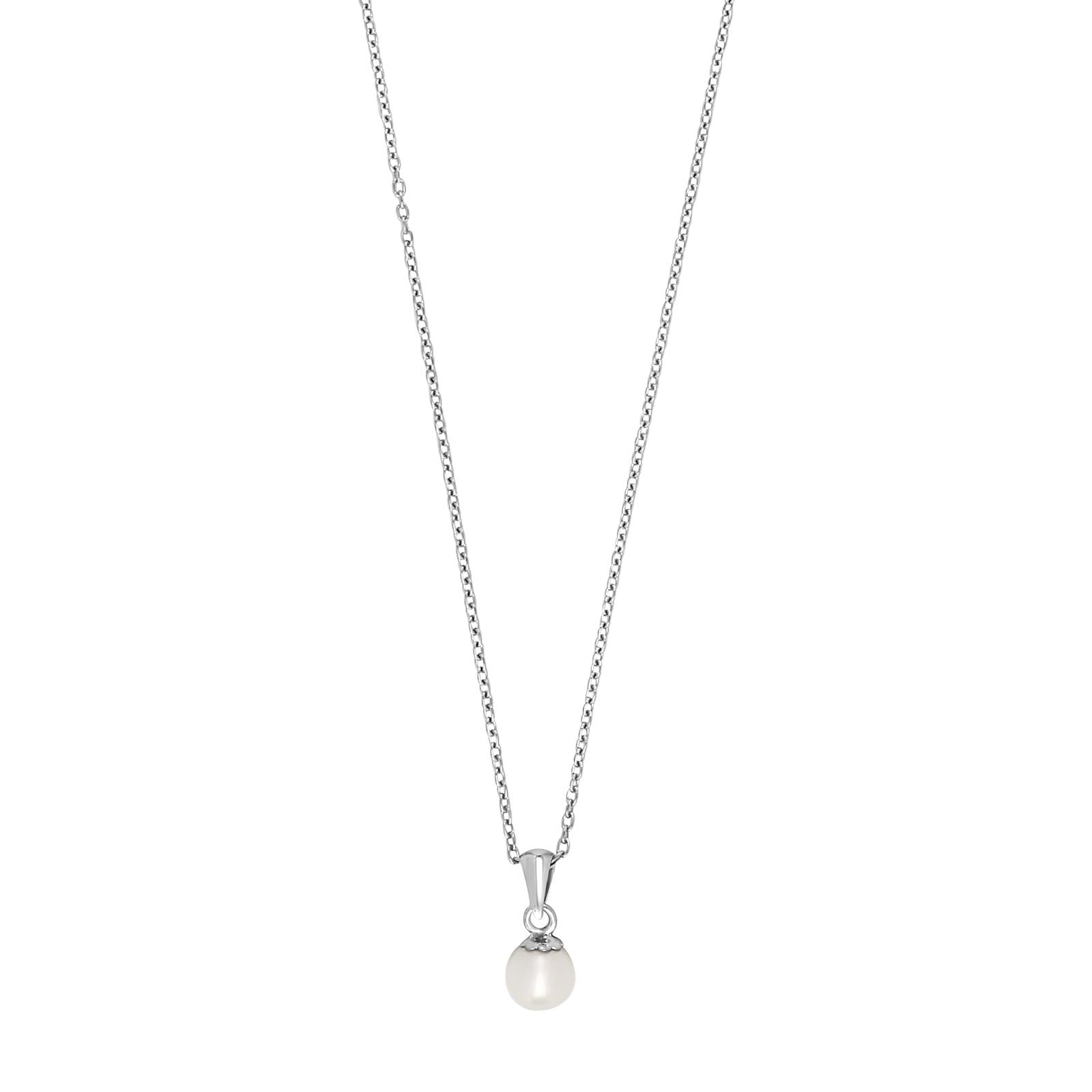 Silver rhod. pendant 6mm freshwater pearl