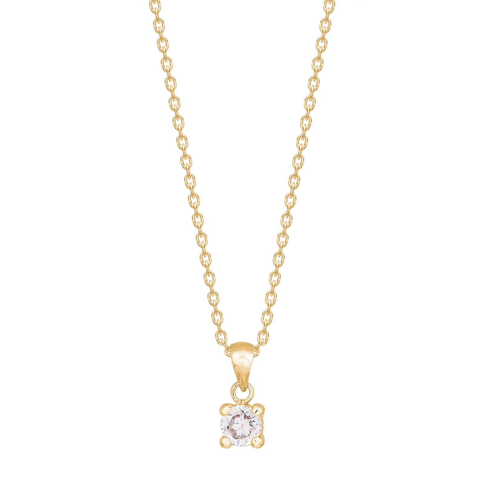 8ct. gold pendant w/cz in 4 grabs incl. goldpl. ch