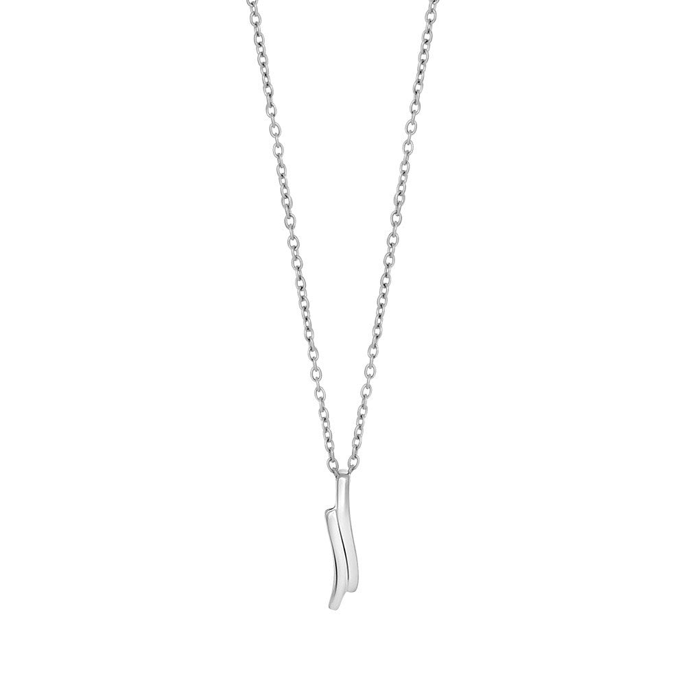 Rhod. silver necklace w/cz
