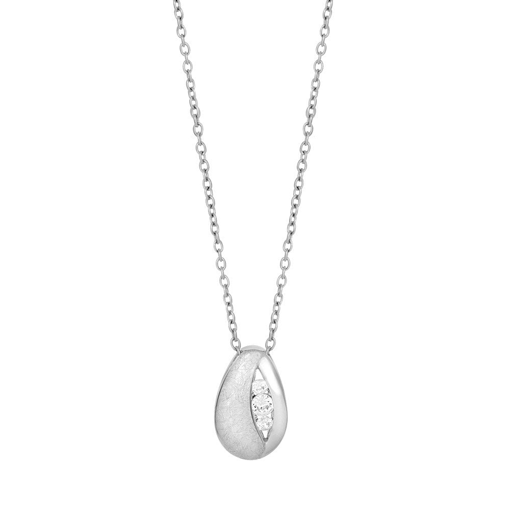 Rhod. silver necklace w/cz
