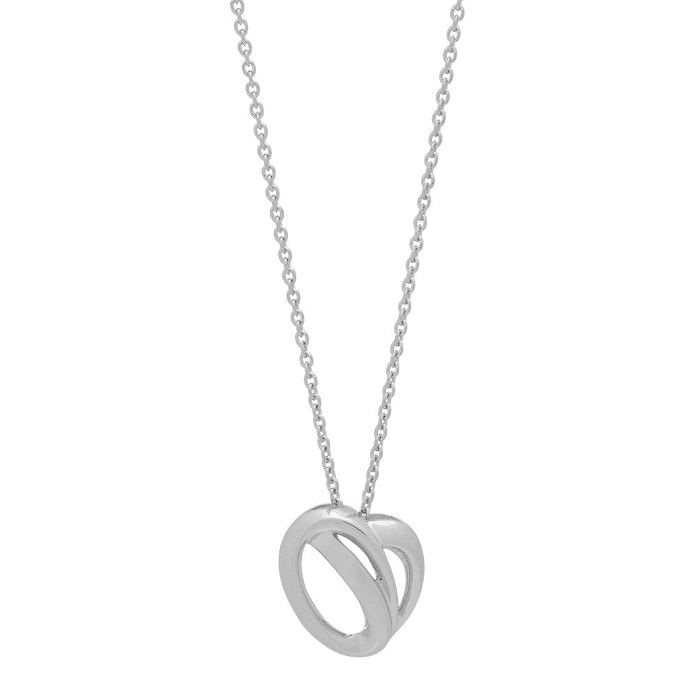 Rhod. silver necklace heart