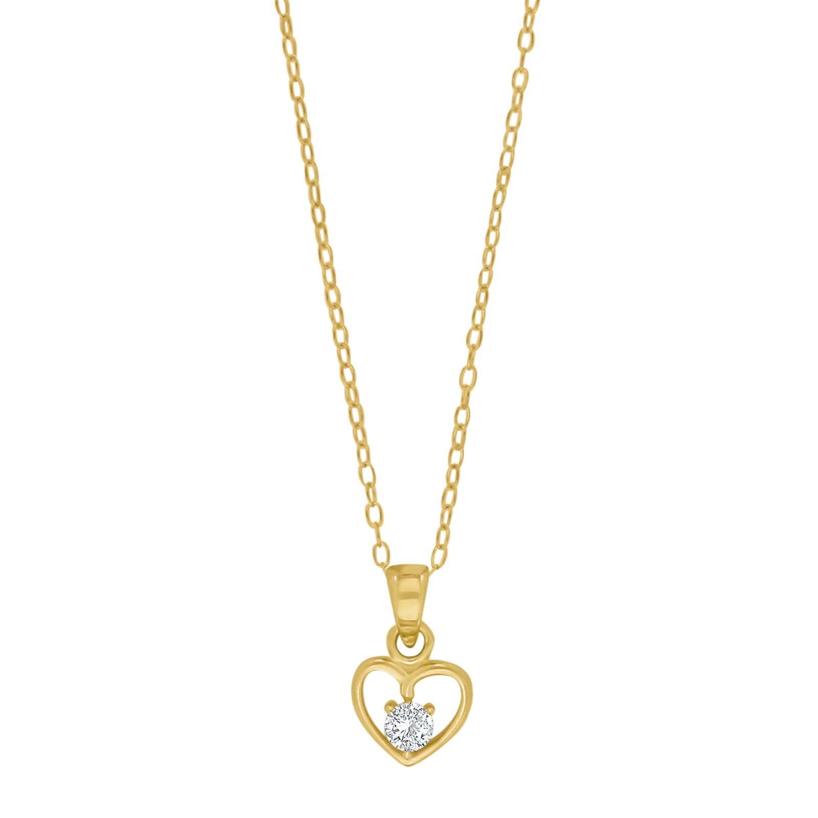 Goldp. silver necklace heart w/cz