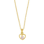 Goldp. silver necklace heart w/pink cz