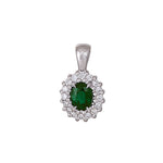 14ct. gold pendant w/emerald and dia 0.07ct W/SI