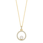 8ct. gold pendant w/freshwater pearl and cz. incl