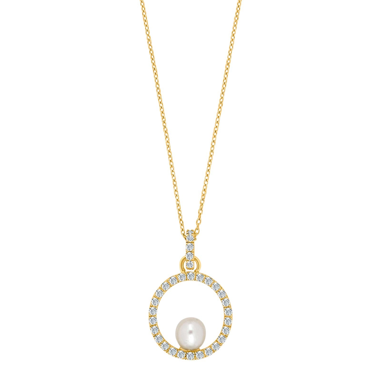 8ct. gold pendant w/freshwater pearl and cz. incl