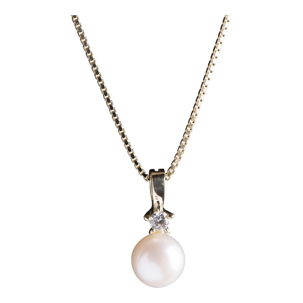 8ct. gold pendant cz and goldpl. chain