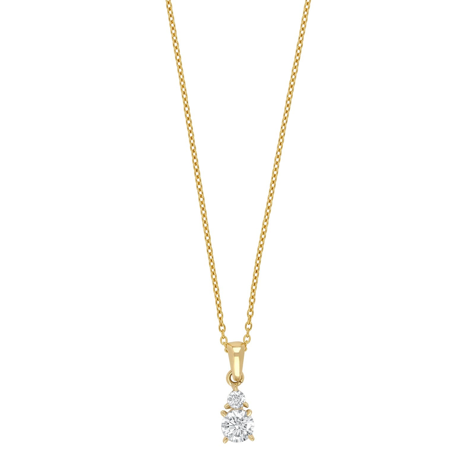 8ct. gold pendant w/cz and goldpl. chain