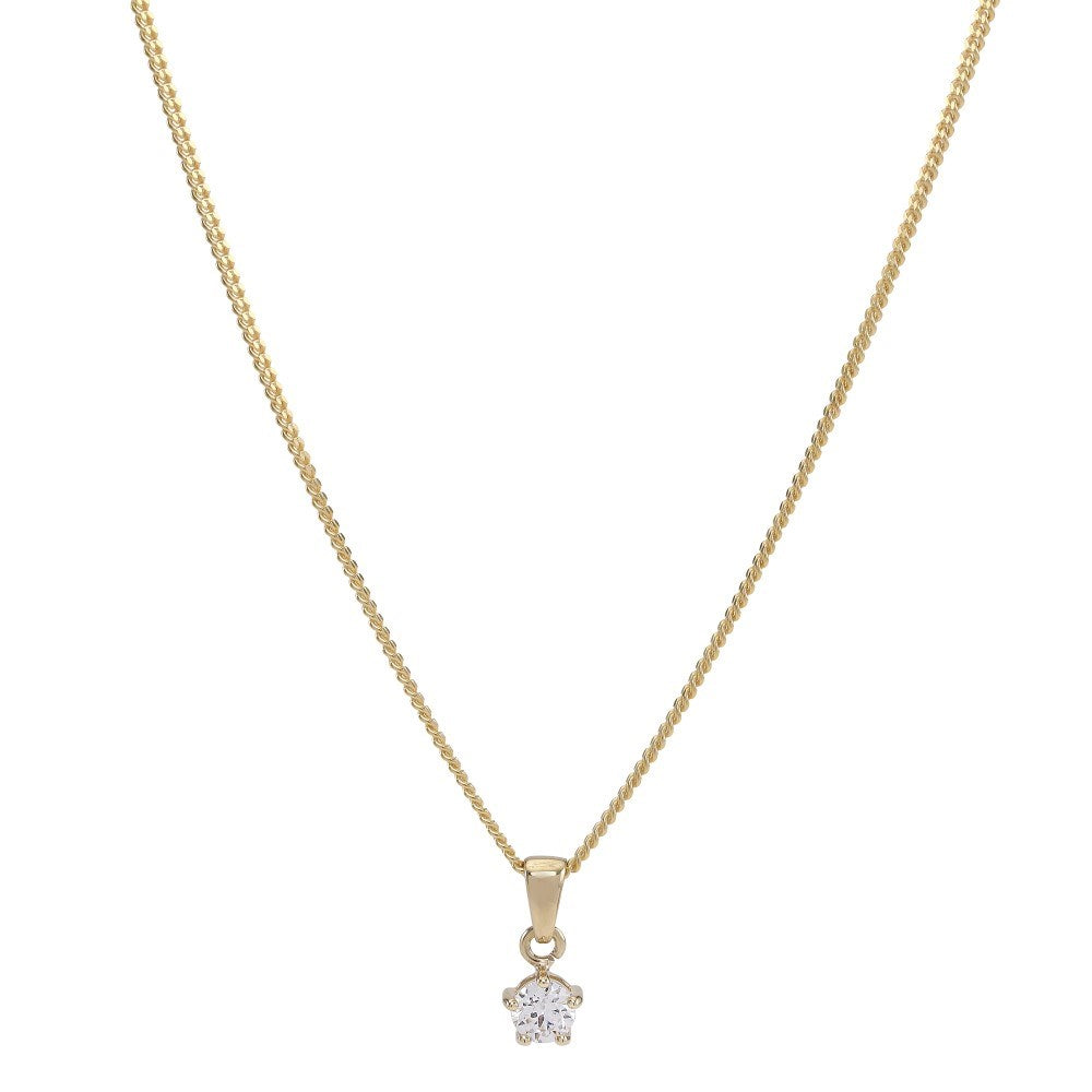 8ct. gold pendant w/cz and goldpl. chain
