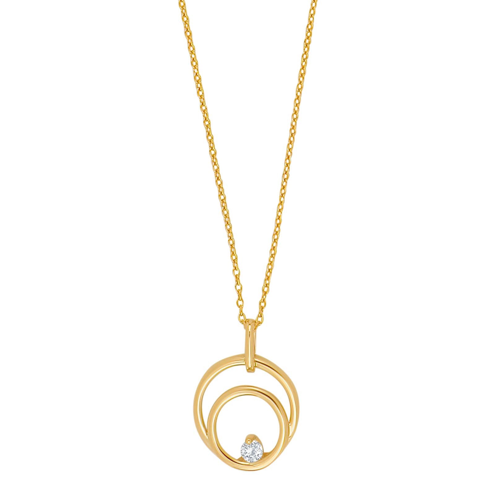 8ct. gold pendant w/cz and goldpl. chain