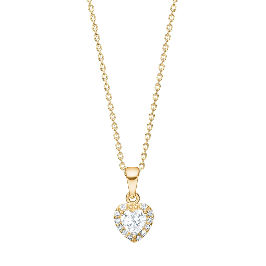 8ct. gold pendant heart w/cz incl. gp silver chain