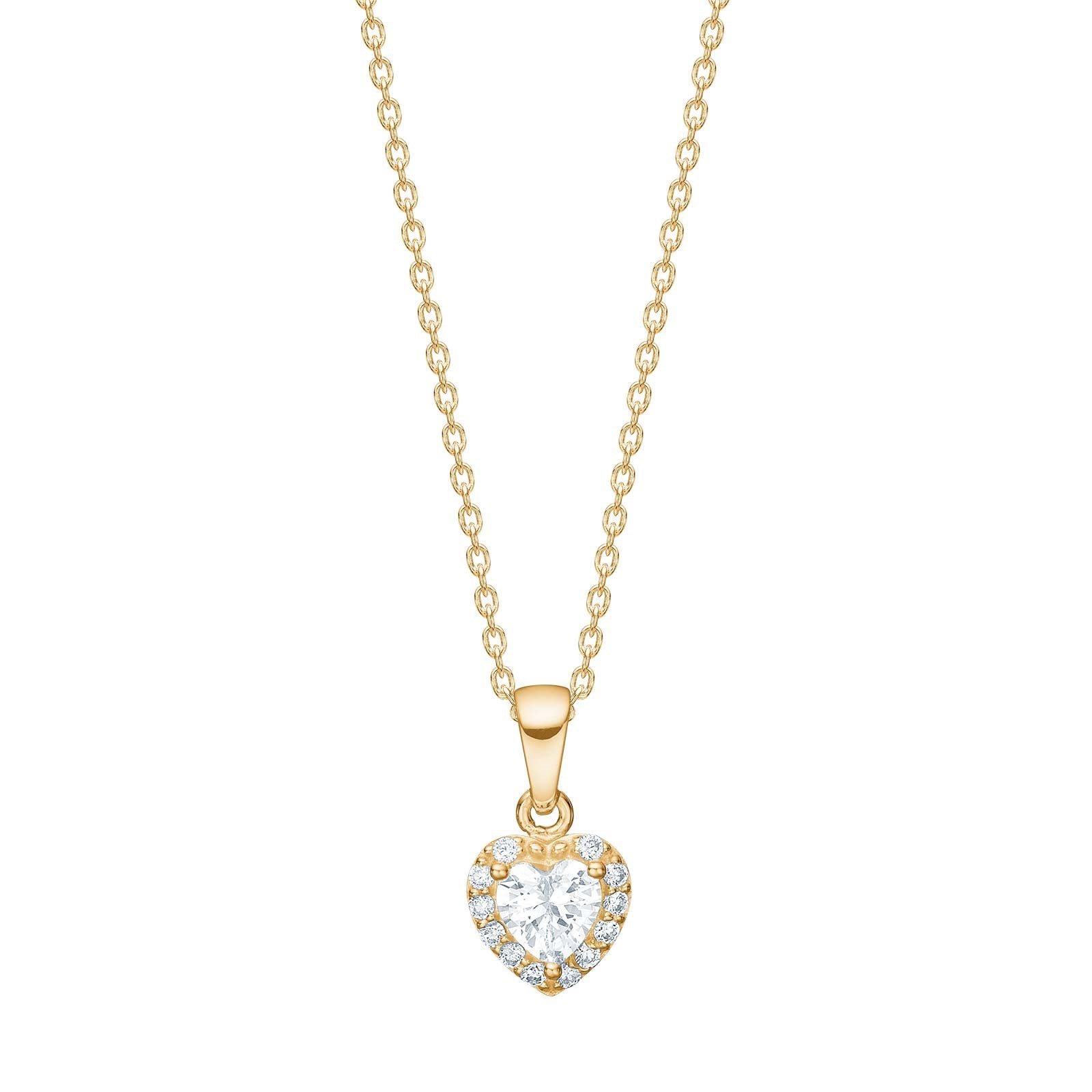 8ct. gold pendant heart w/cz incl. gp silver chain