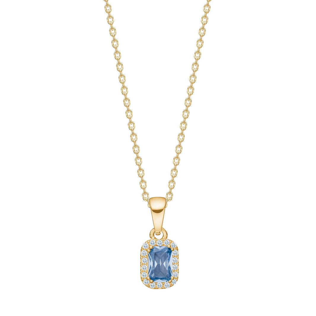 8ct gold pendant w/blue cz incl gp silver chain