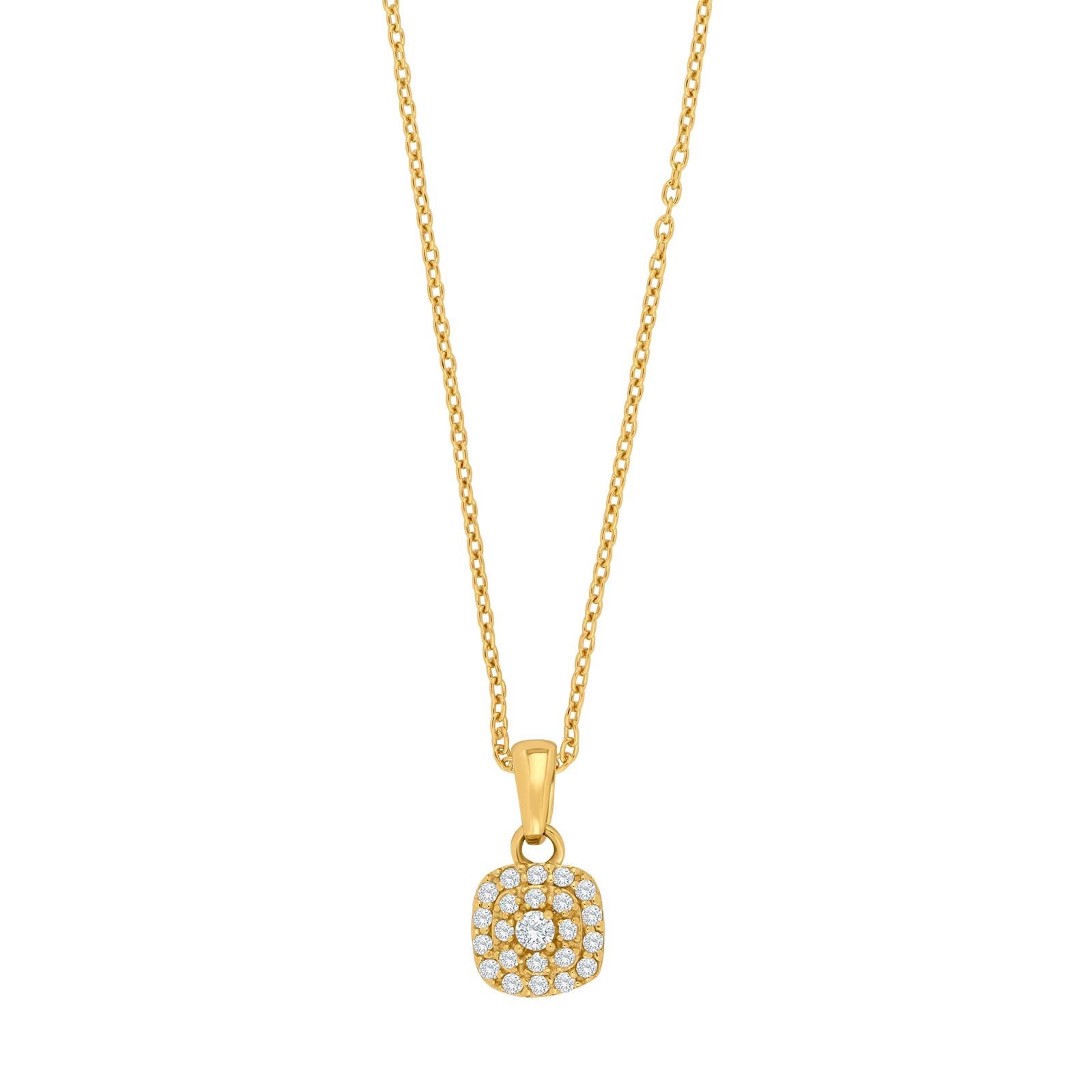 8ct. Gold pendant w/cz and goldpl. Chain