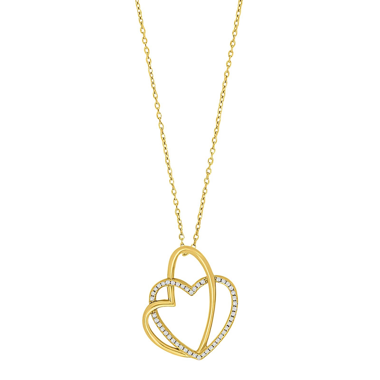 Goldp rhd. heart pendant incl. chain