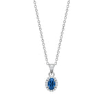 Rhod. silver necklace with blue zirconia