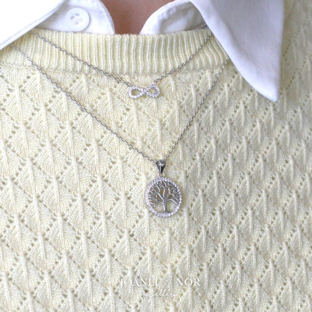Silver necklace with AGNANOR pendant w. cz