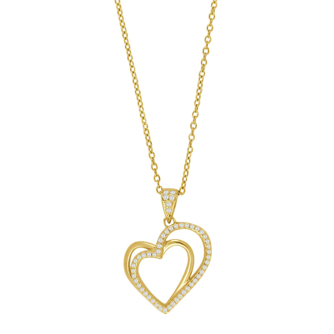 Goldp. silver pendant hearts 18mm incl. necklace