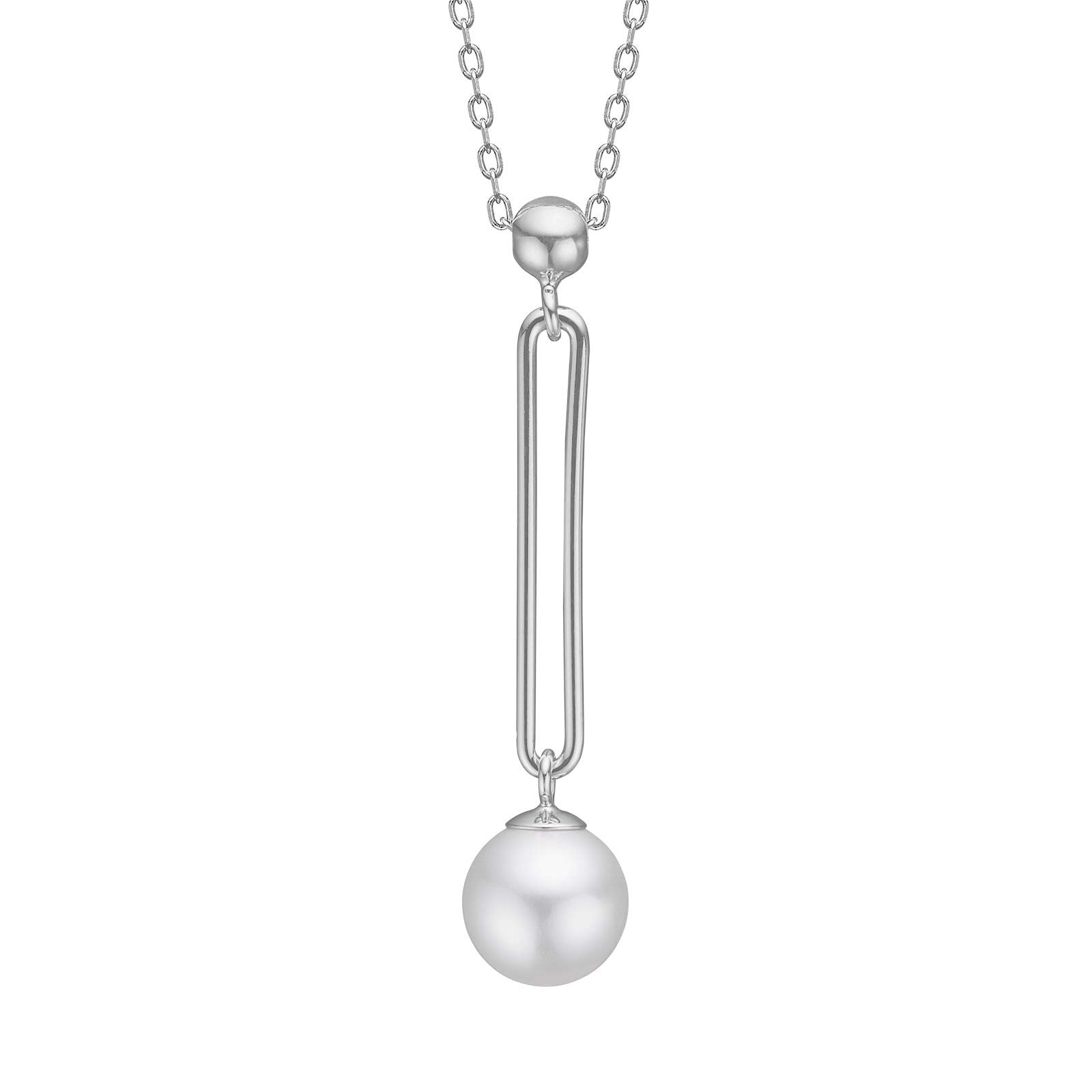 Rhd. silver necklace PEARLY52