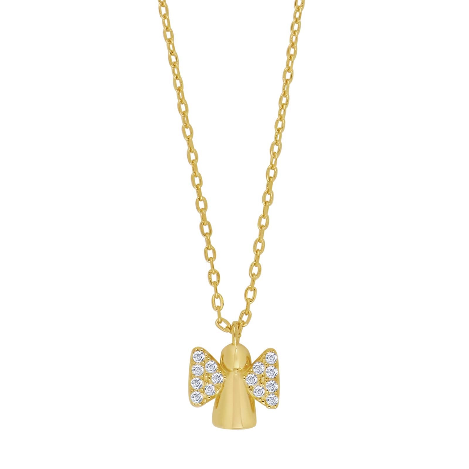 Goldplated silver necklace angel w/cz