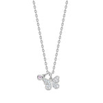 Rhod. silver necklace butterfly w. white cz