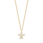 Goldp. silver necklace angel w. white cz