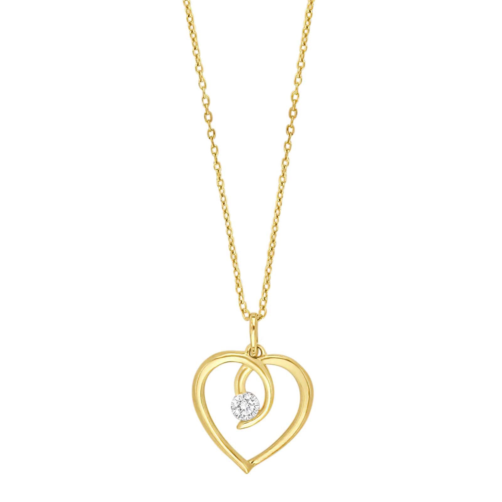 9ct. gold pendant heart w/cz incl. goldpl. chain