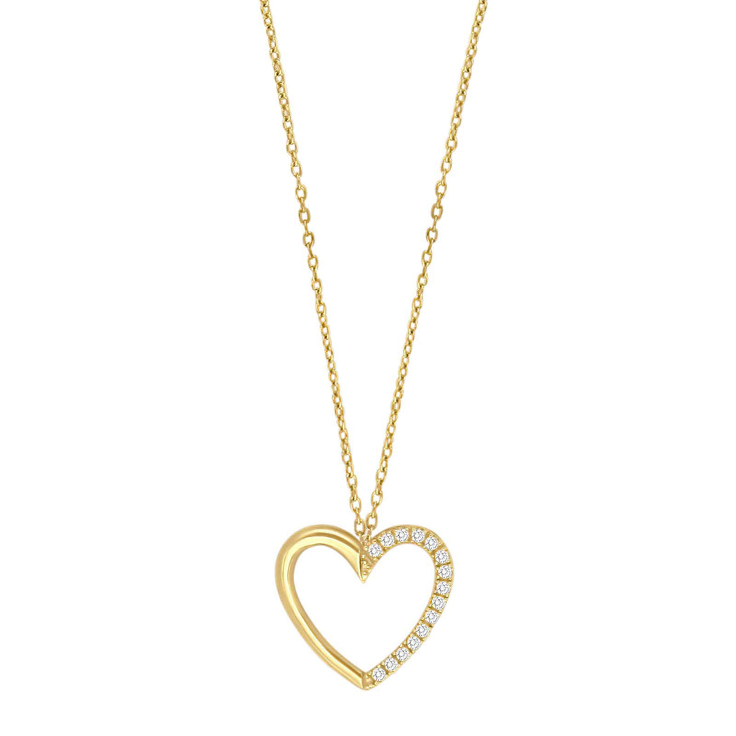 9ct. gold pendant heart w/cz incl. goldpl. chain