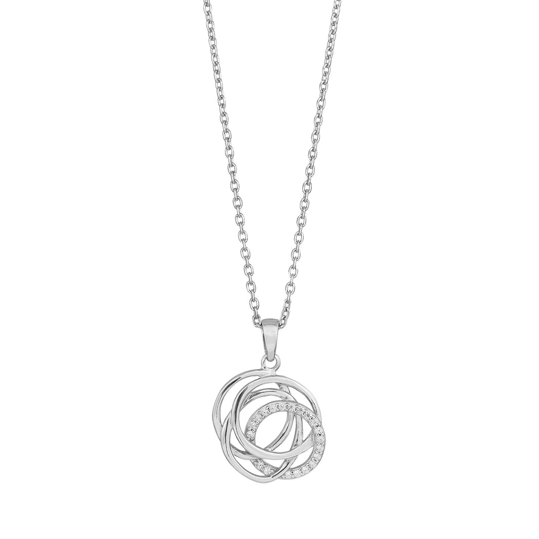 Rhod. silver necklace w/cz