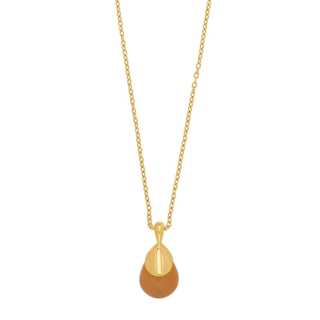 Silver goldplated necklace w/orange cat eye