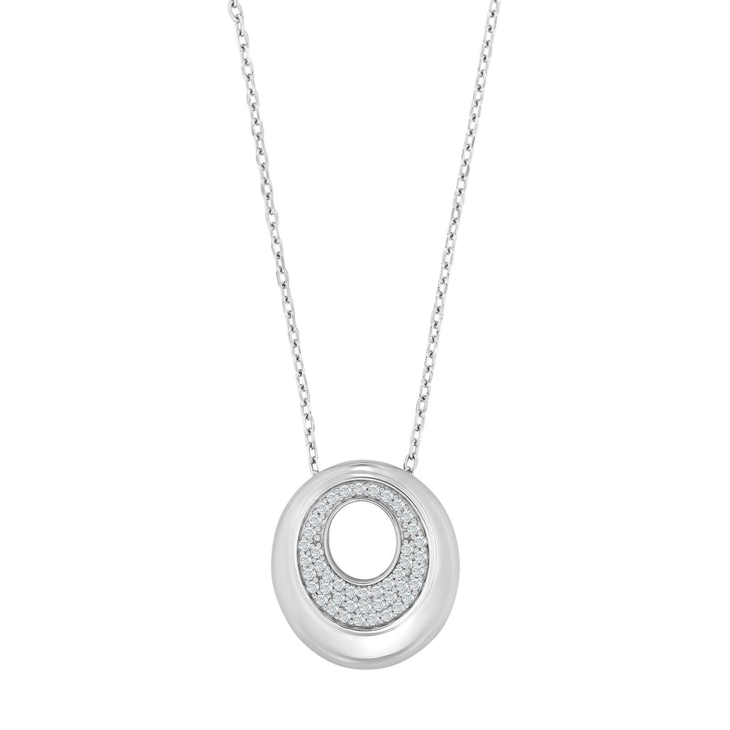 Rhod. silver necklace w/cz