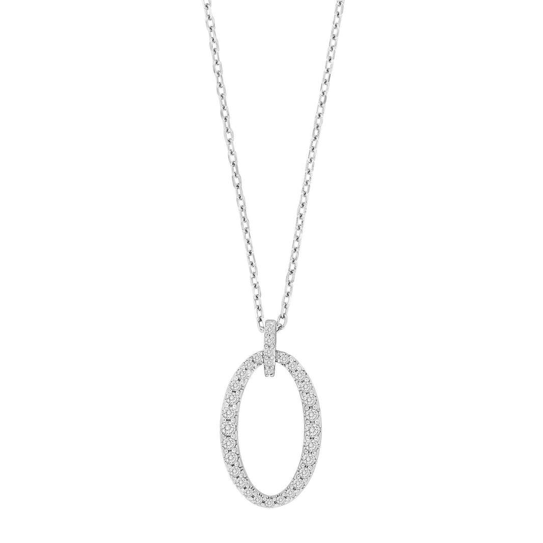Rhod. silver necklace w/cz