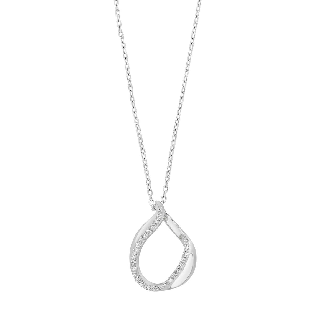 Rhod. silver necklace w/cz