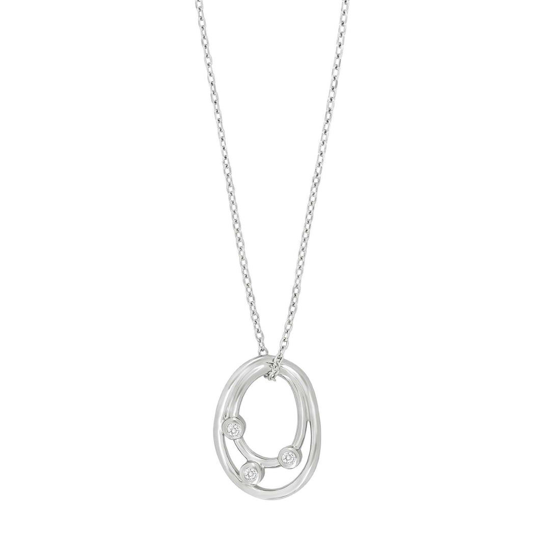 Rhod. silver necklace w/cz