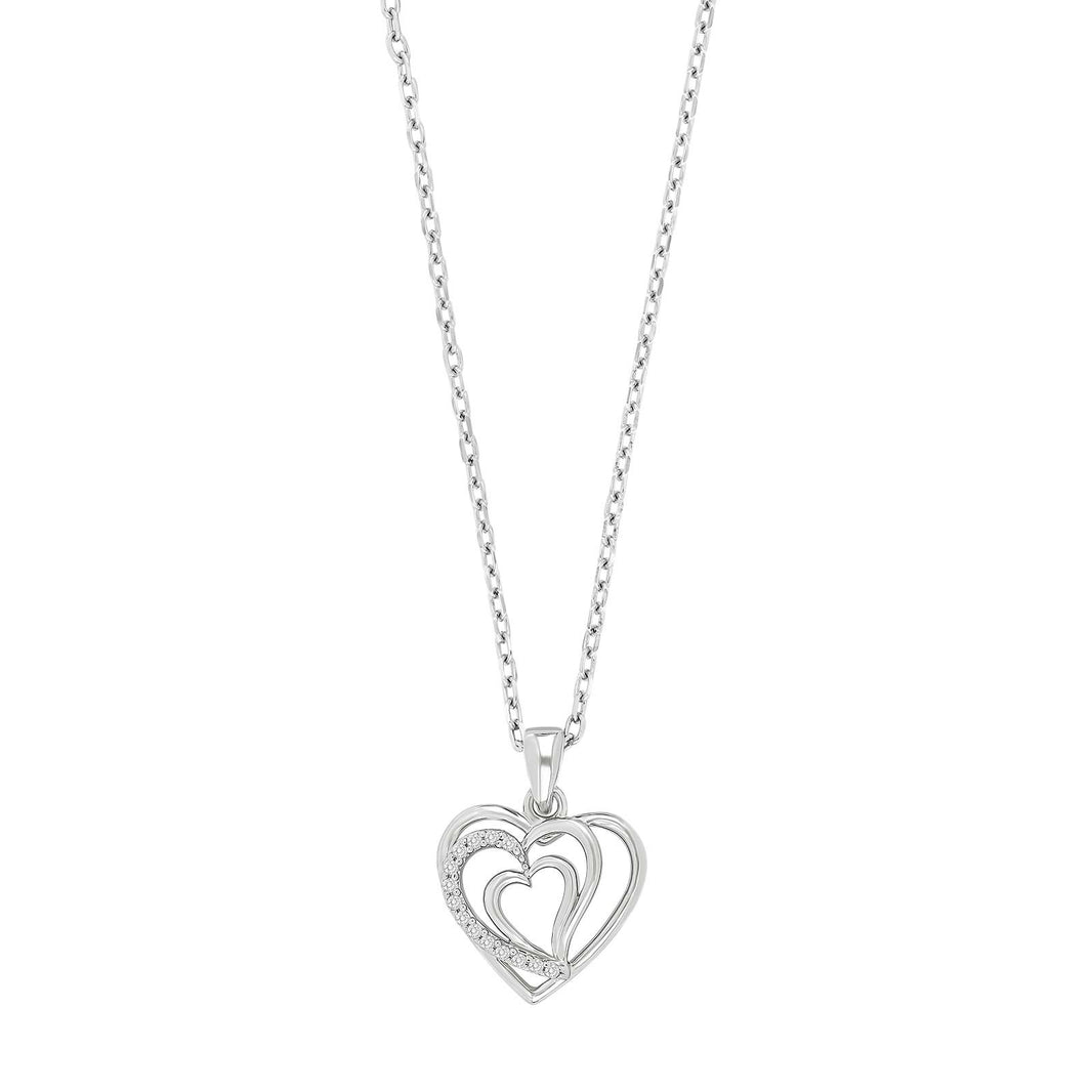 Rhod. silver necklace heart w/cz